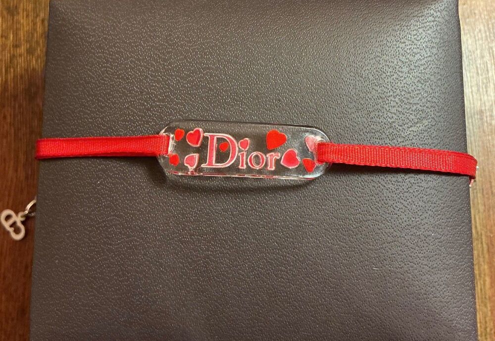 Authentic Vintage Christian Dior Red Heart Lucite Ribbon Bracelet - Y2K Galliano